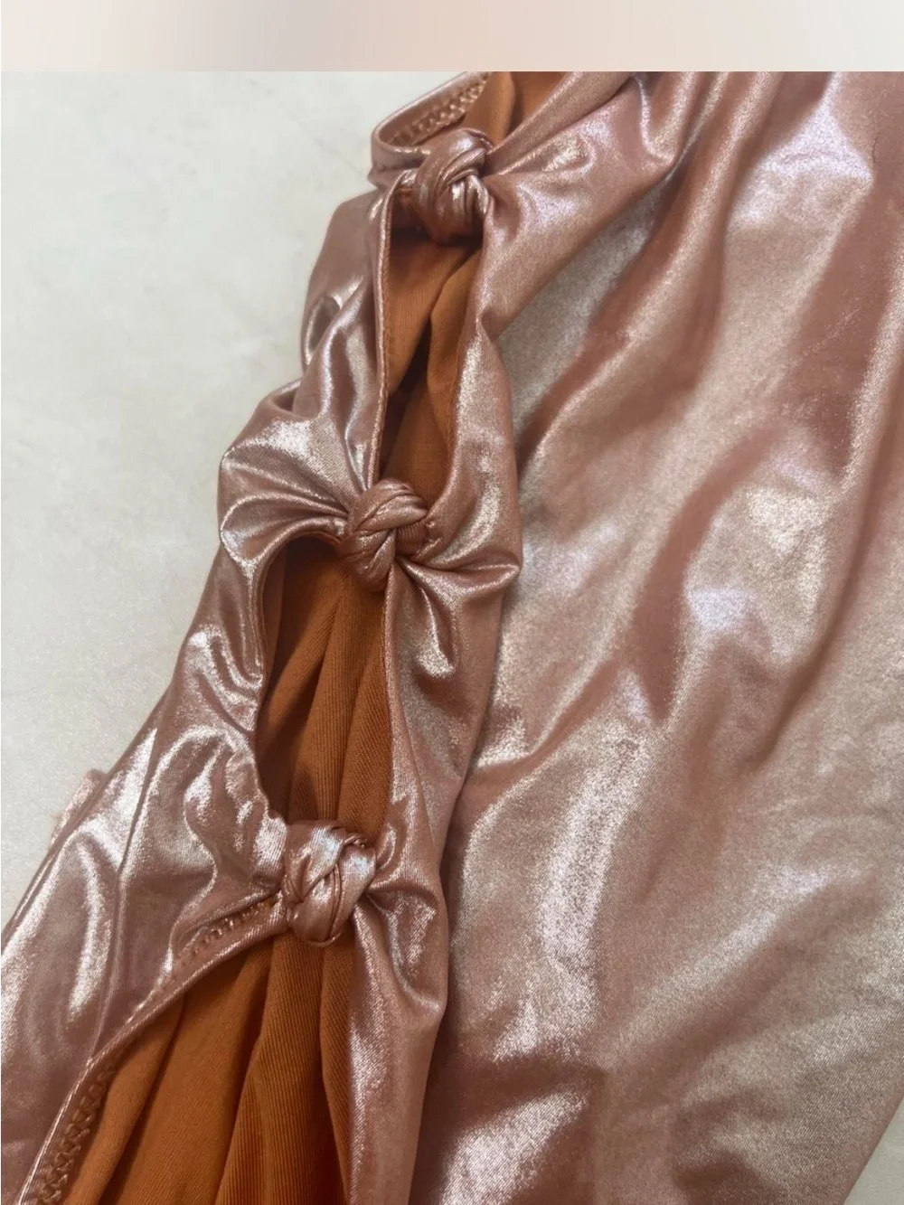 Zara Metallic Rose Gold One-Piece Swimsuit